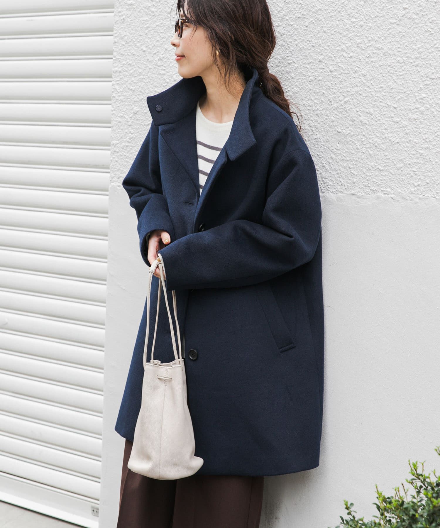 URBAN RESEARCH DOORS「『UR TECH』スタンドカラーコート」|ノーカラーコート|