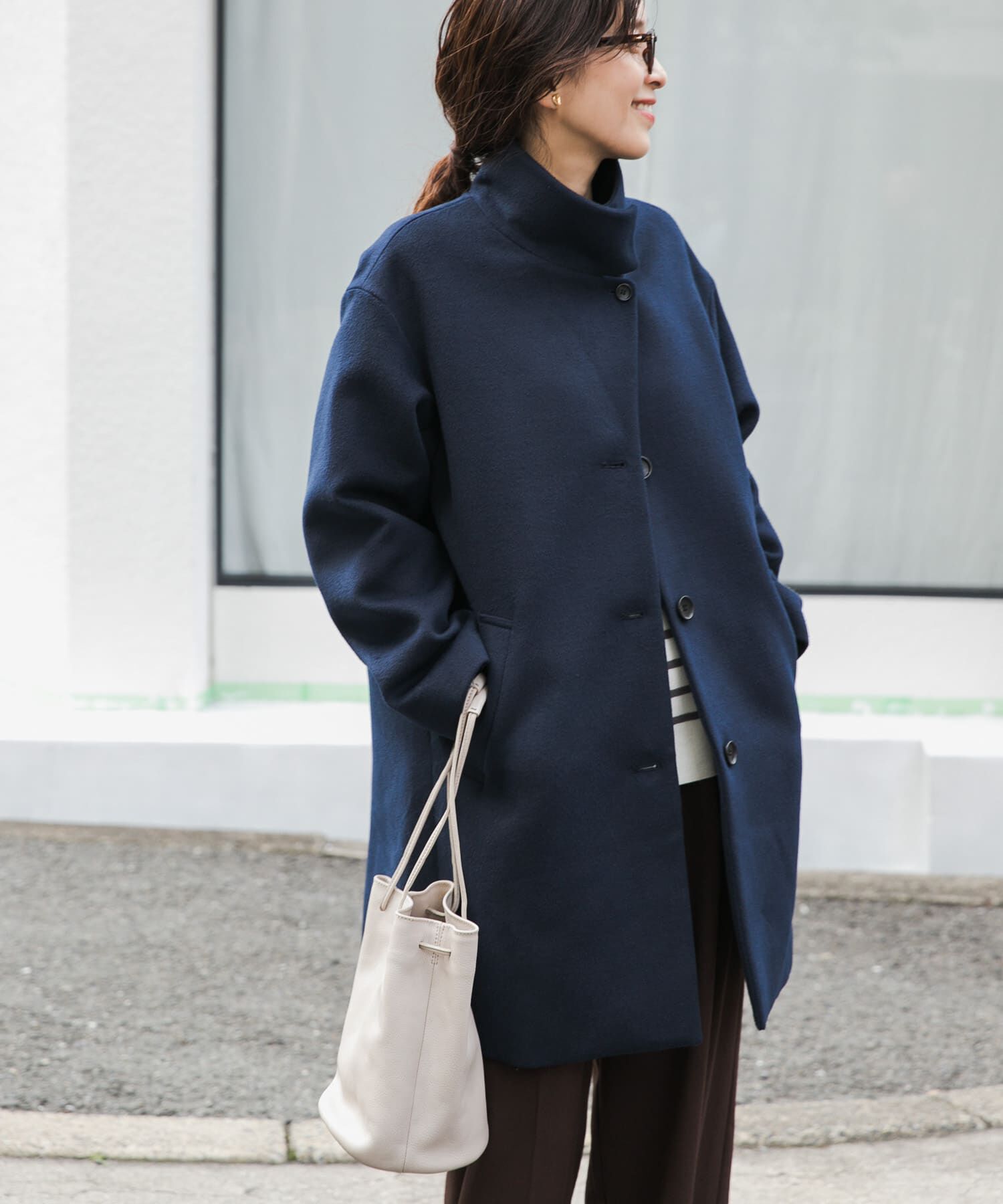 URBAN RESEARCH DOORS「『UR TECH』スタンドカラーコート」|ノーカラーコート|