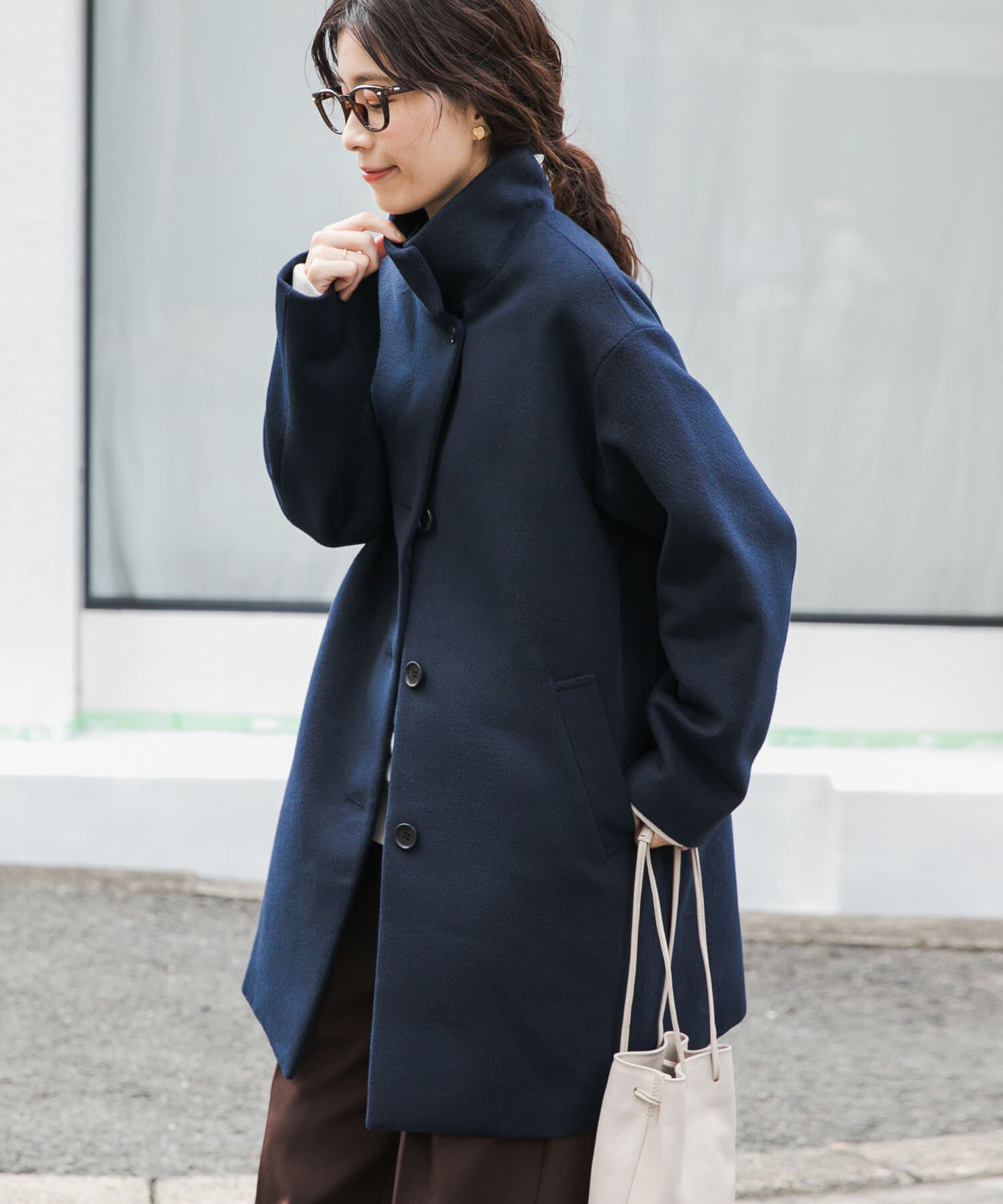 URBAN RESEARCH DOORS「『UR TECH』スタンドカラーコート」|ノーカラーコート|