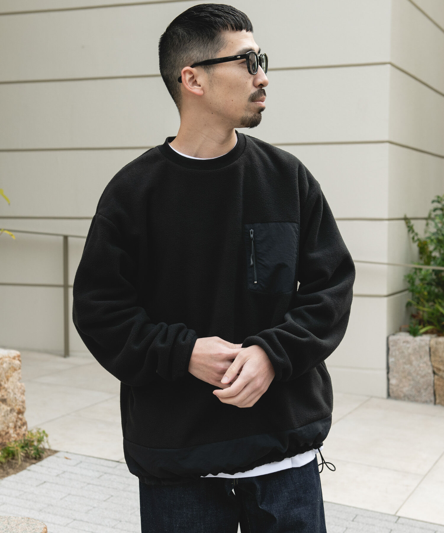 URBAN RESEARCH DOORS「ナイロン ドッキング フリースプルオーバー」|Tシャツ・カットソー|