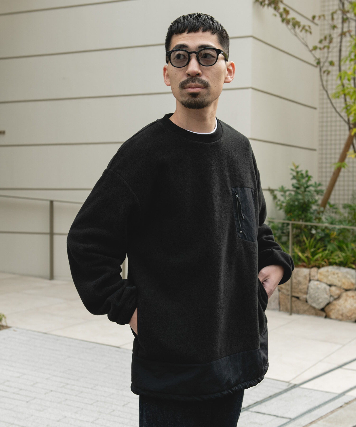 URBAN RESEARCH DOORS「ナイロン ドッキング フリースプルオーバー」|Tシャツ・カットソー|