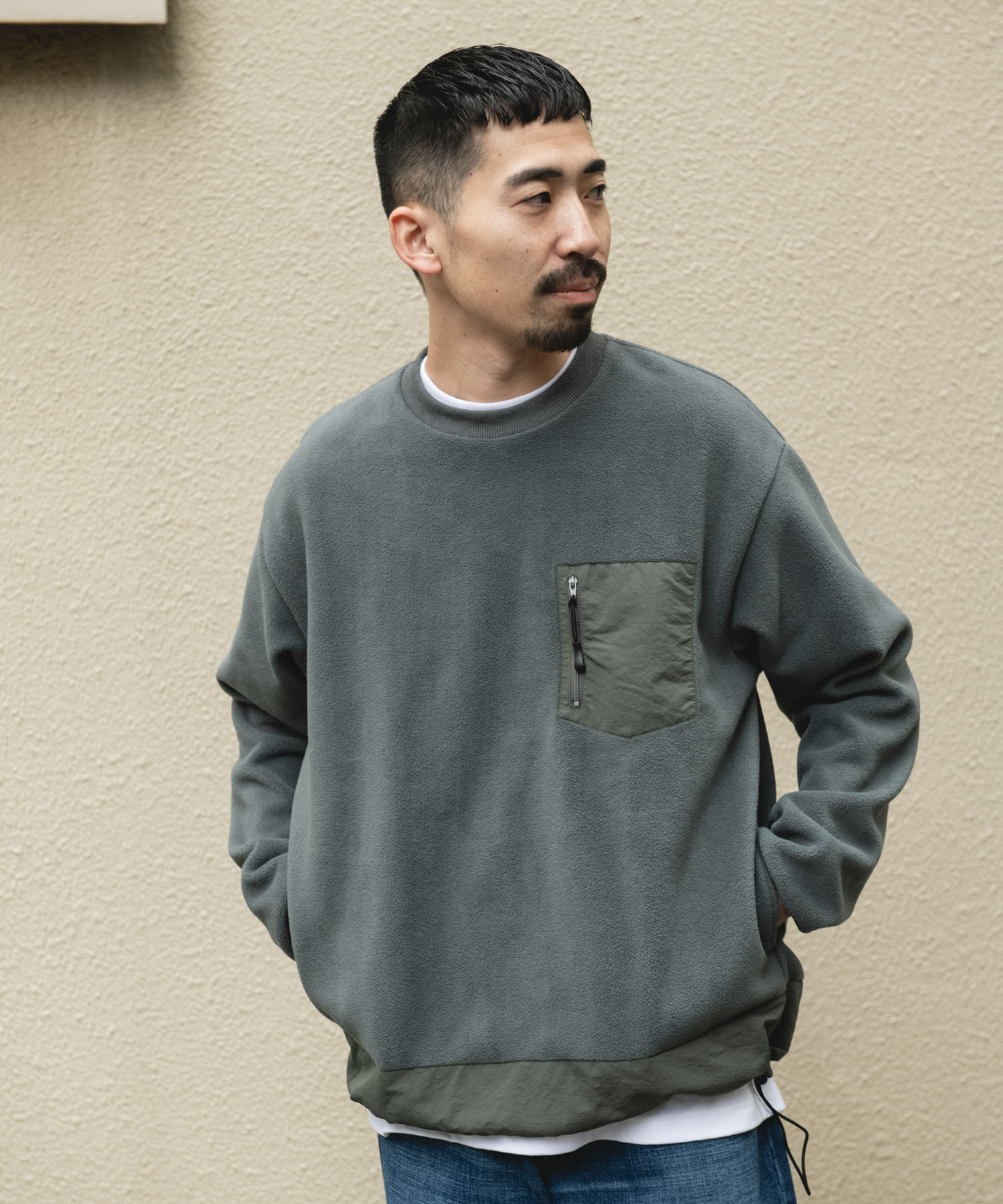 URBAN RESEARCH DOORS「ナイロン ドッキング フリースプルオーバー」|Tシャツ・カットソー|