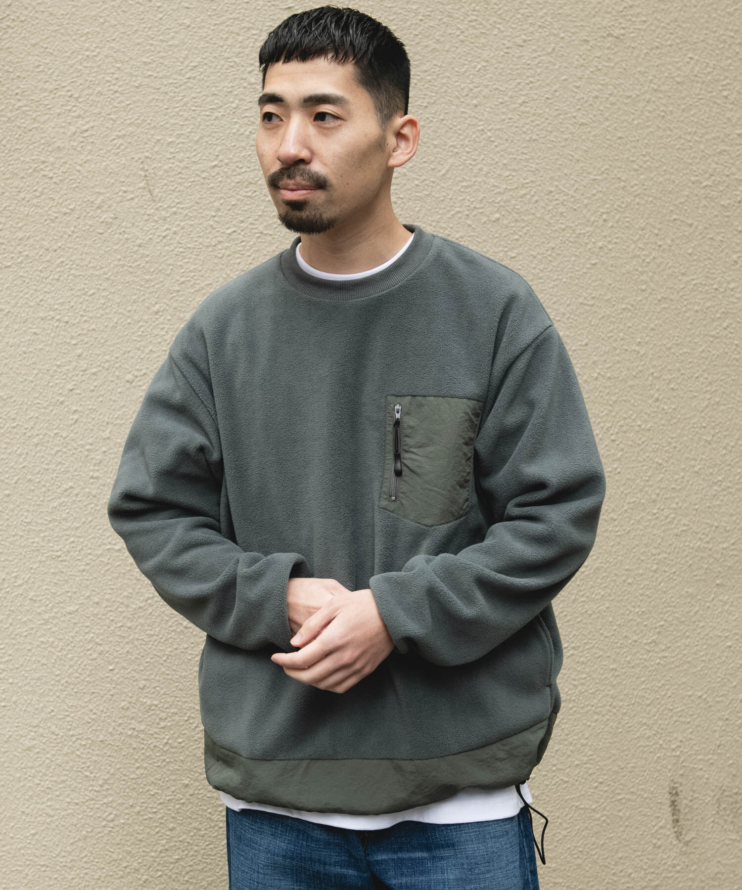 URBAN RESEARCH DOORS「ナイロン ドッキング フリースプルオーバー」|Tシャツ・カットソー|