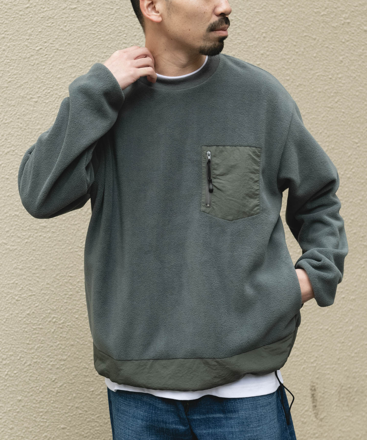 URBAN RESEARCH DOORS「ナイロン ドッキング フリースプルオーバー」|Tシャツ・カットソー|