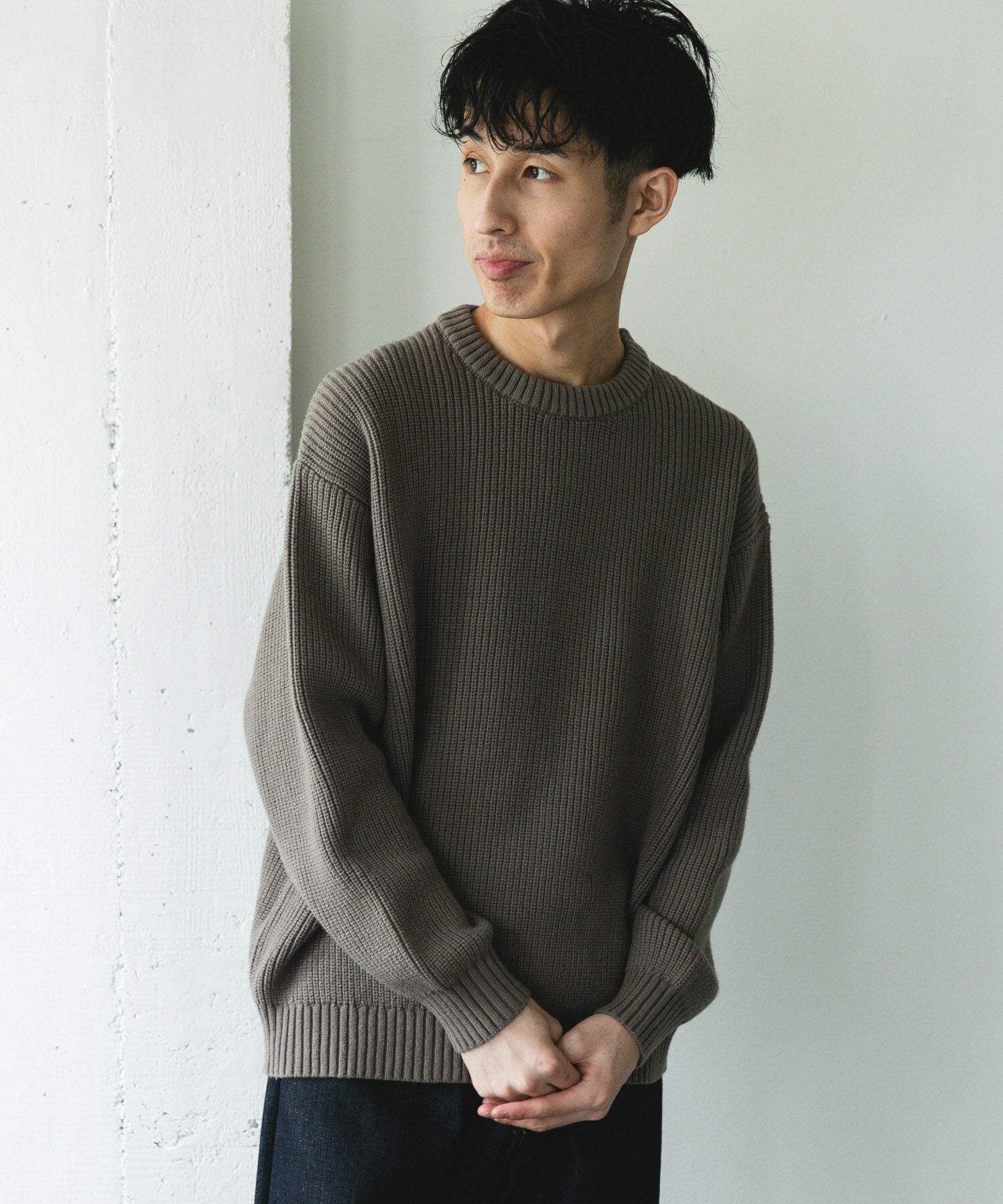URBAN RESEARCH DOORS「畦ニット クルーネックプルオーバー」|ニット・セーター|