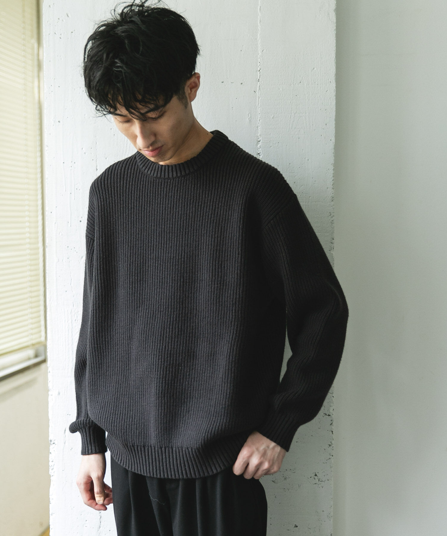 URBAN RESEARCH DOORS「畦ニット クルーネックプルオーバー」|ニット・セーター|