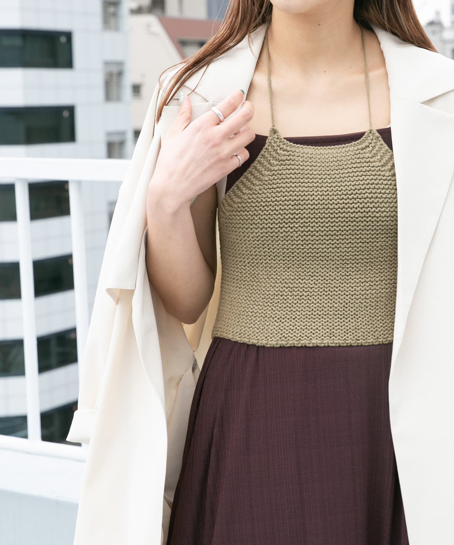  「ガーター編みホルターニット」|ニット・セーター|