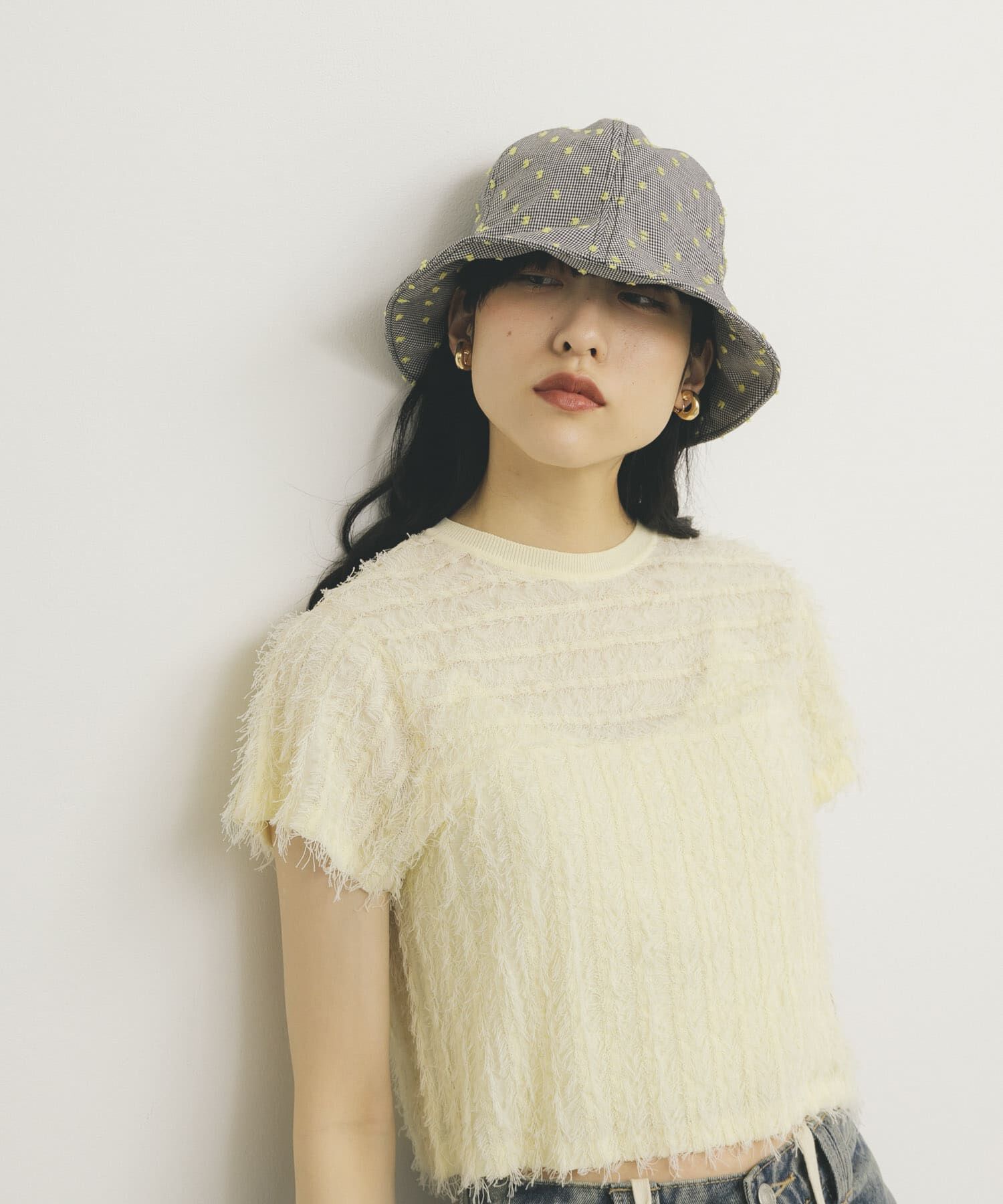  「刺繍チェックチューリップHAT」|ハット|