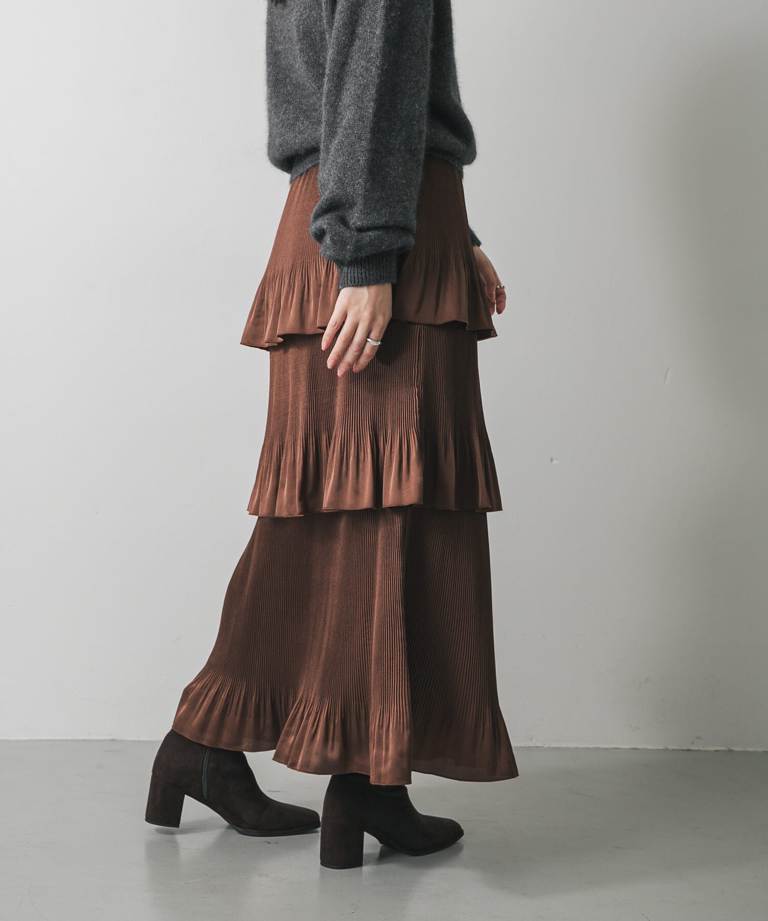 SENSE OF PLACE by URBAN RESEARCH「ティアードプリーツスカート」|スカート|ブラウン
