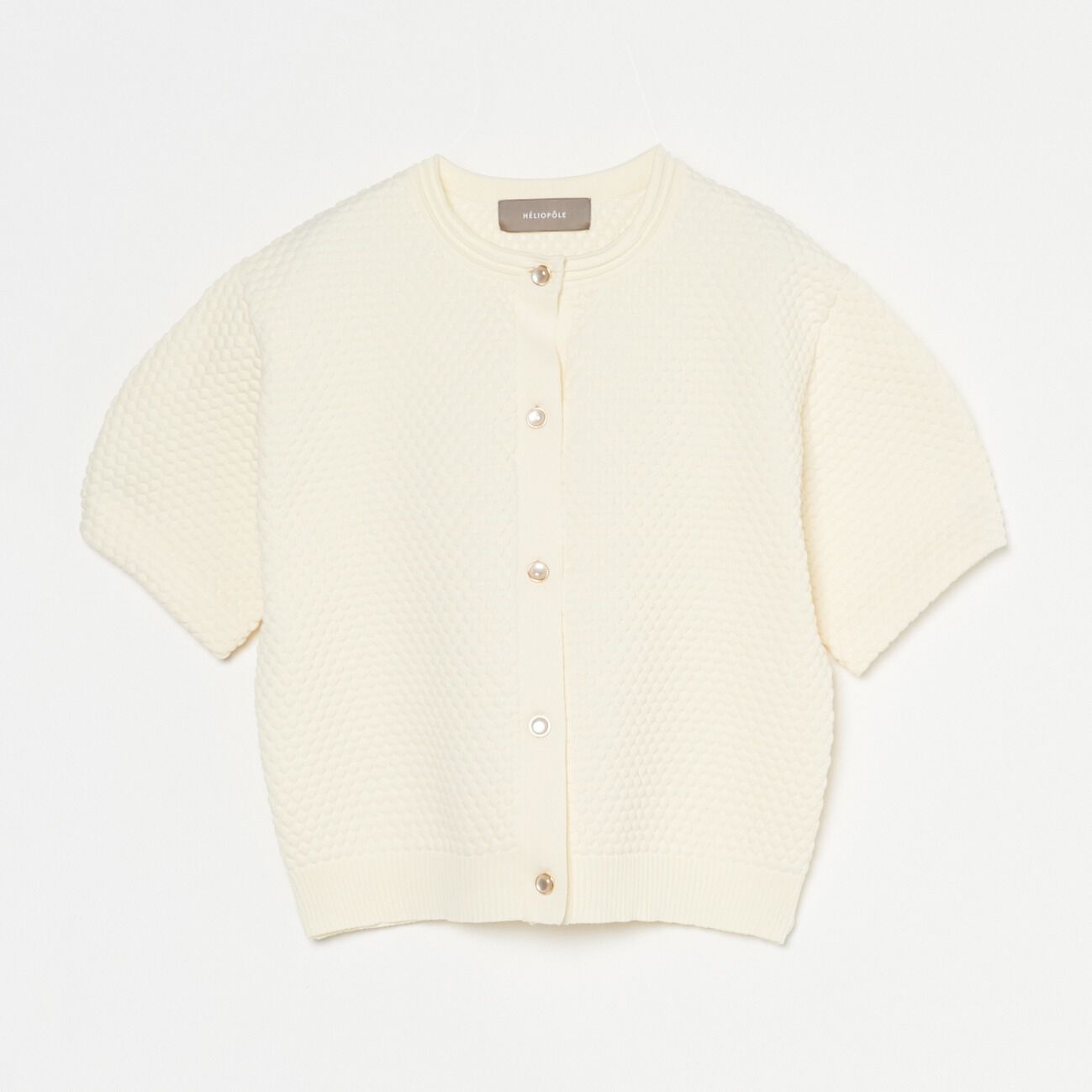 HELIOPOLE「HELIOPOLE POPCORN KNIT BIJOU BUTTON CARDIGAN」|ニット・セーター|アイボリー