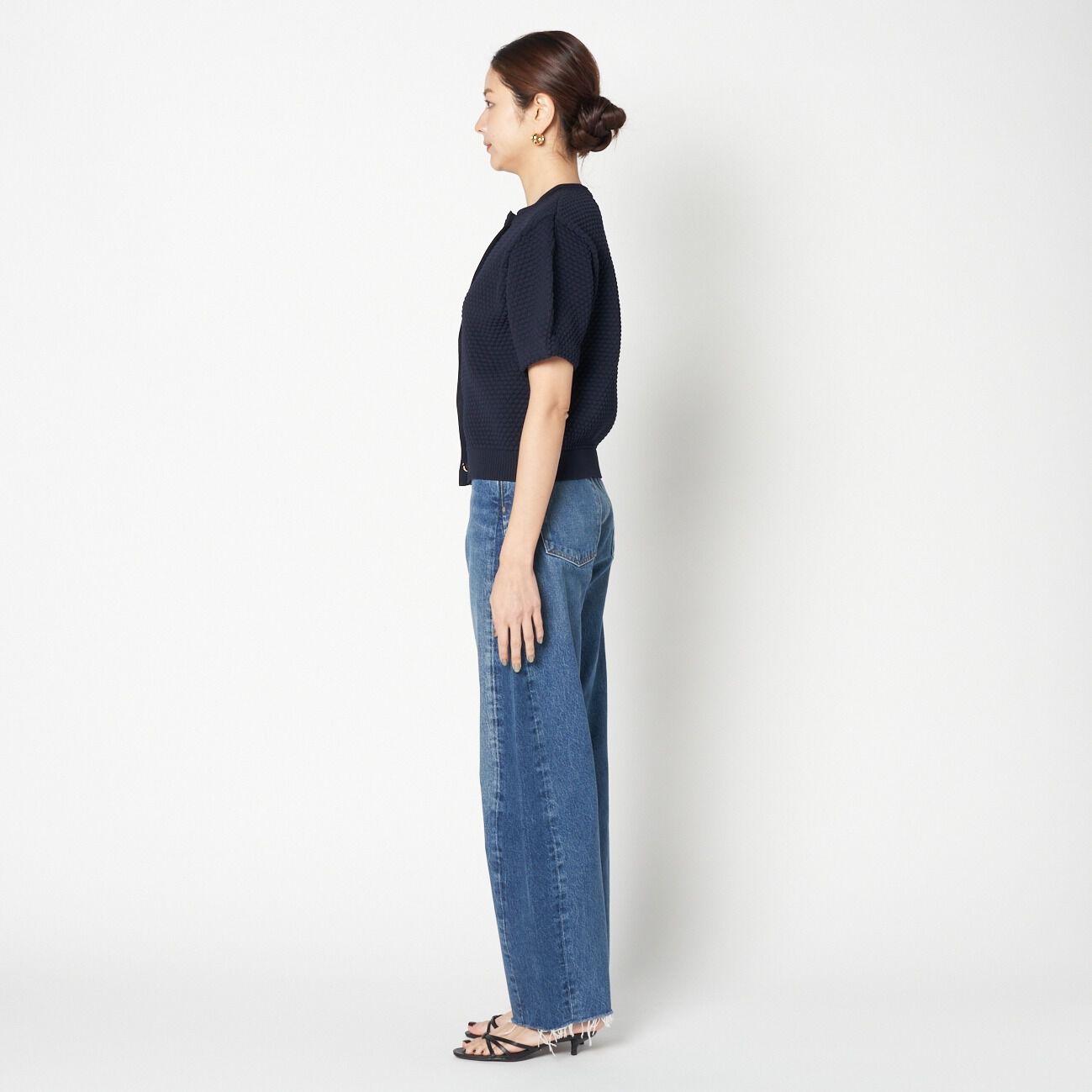 HELIOPOLE「HELIOPOLE POPCORN KNIT BIJOU BUTTON CARDIGAN」|ニット・セーター|