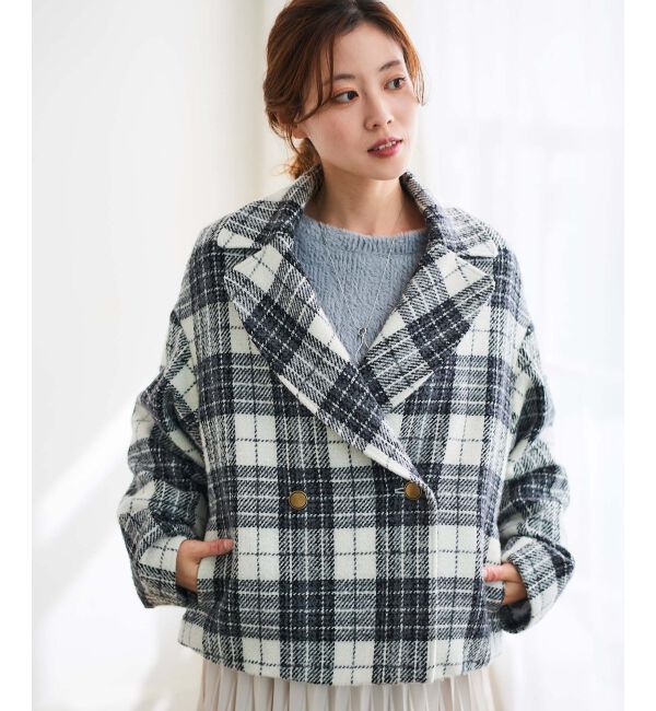 le.coeur blanc「ループチェックショートPコート」|ピーコート|