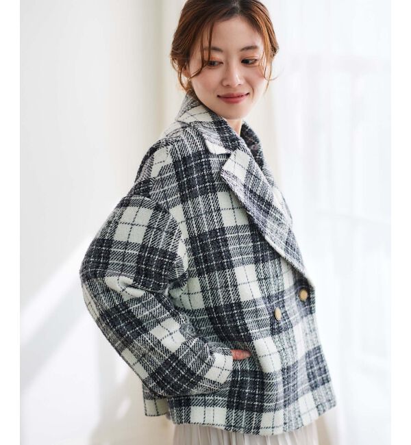 le.coeur blanc「ループチェックショートPコート」|ピーコート|