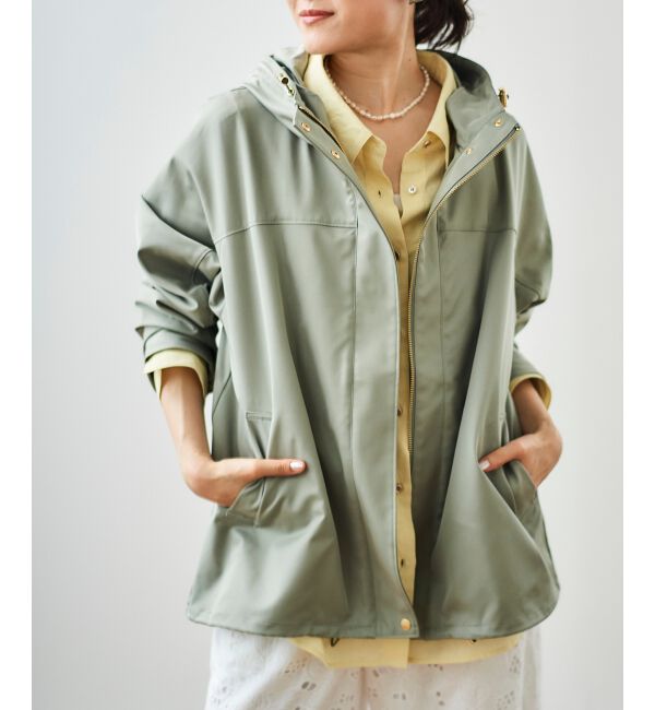 le.coeur blanc「ツイルストレッチフードブルゾン」|ブルゾン・スタジャン|カーキグリーン