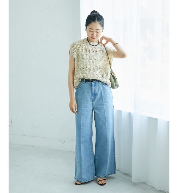 「《手洗い可能》透かし編みデザインニットベスト」|ベスト・ジレ|