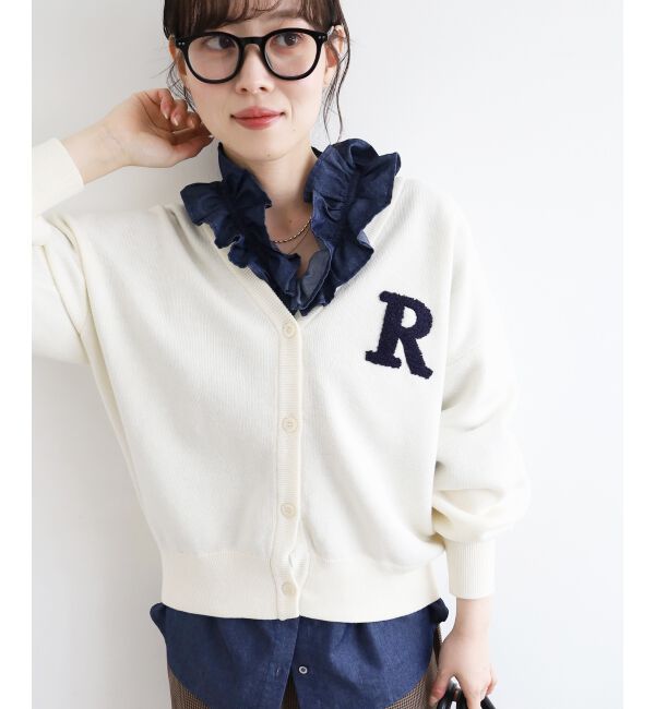  「★再入荷《手洗い可能》サガラ刺繍Vカーディガン」|カーディガン|アイボリー