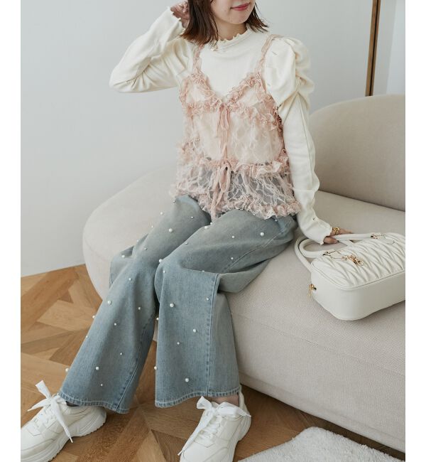 MAJESTICLEGON「フリルレースシアービスチェ」|キャミソール|