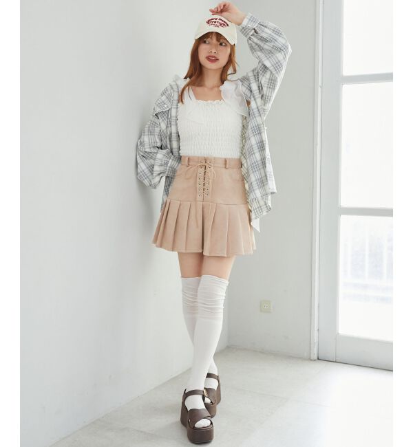 MAJESTICLEGON「フロントレースアッププリーツスカパン」|スカート|