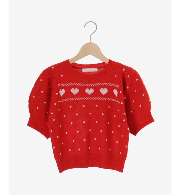  「ハートジャカードパフスリーブニット」|ニット・セーター|