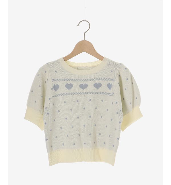  「ハートジャカードパフスリーブニット」|ニット・セーター|