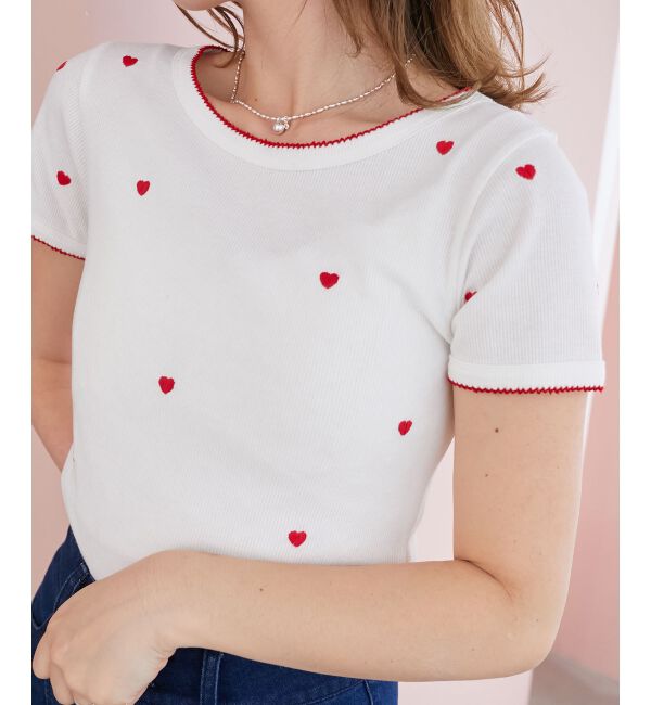  「ガーリーモチーフエンブロイダリーT」|Tシャツ・カットソー|