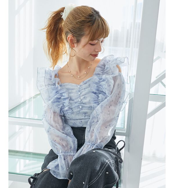  「オープンショルダーフリルブラウス」|シャツ・ブラウス|