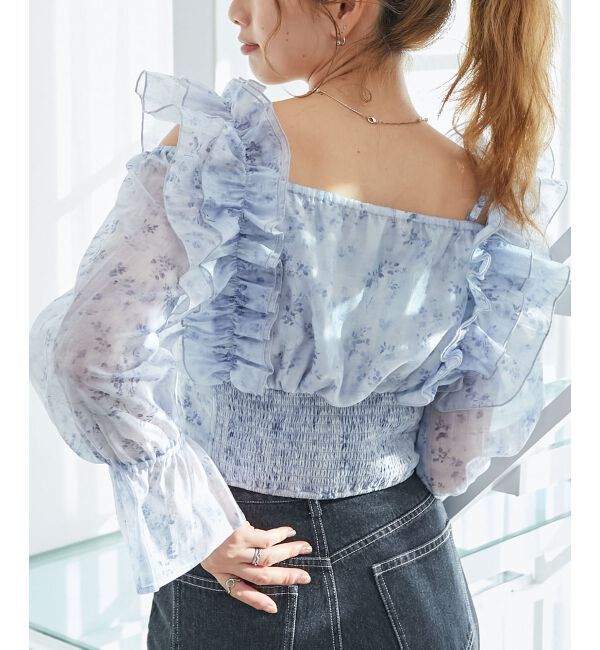  「オープンショルダーフリルブラウス」|シャツ・ブラウス|