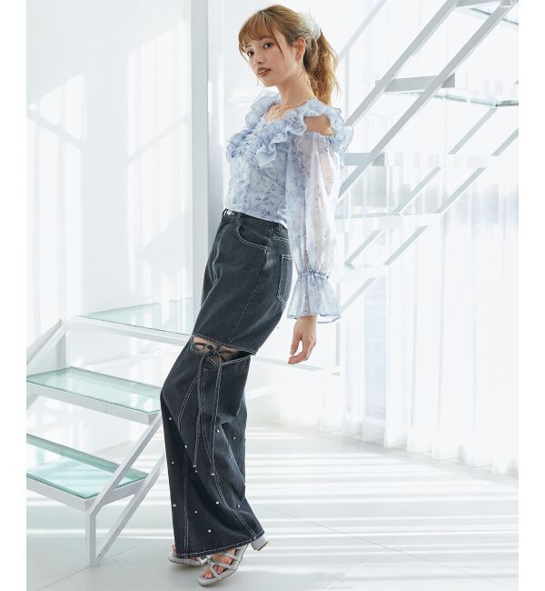  「オープンショルダーフリルブラウス」|シャツ・ブラウス|