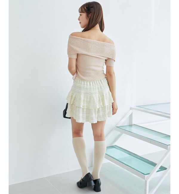  「レースアップオフショルニット」|ニット・セーター|