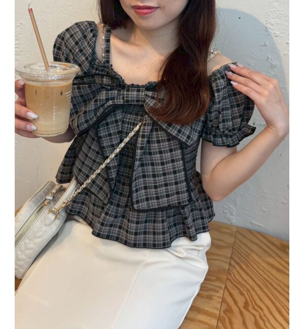  「チェーン付きビッグリボンブラウス」|シャツ・ブラウス|