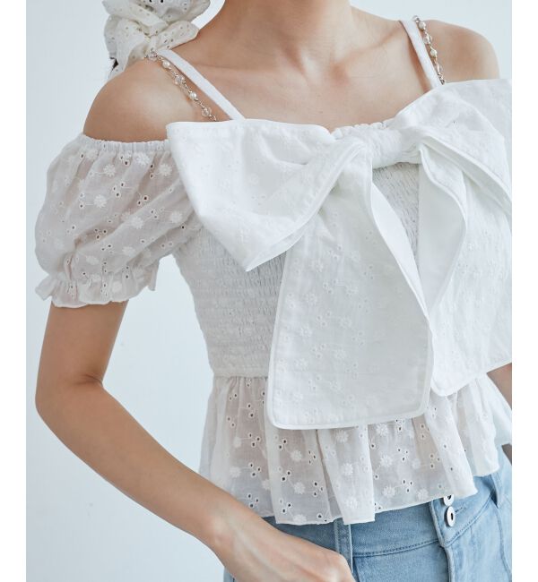  「チェーン付きビッグリボンブラウス」|シャツ・ブラウス|