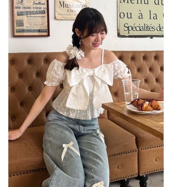  「チェーン付きビッグリボンブラウス」|シャツ・ブラウス|