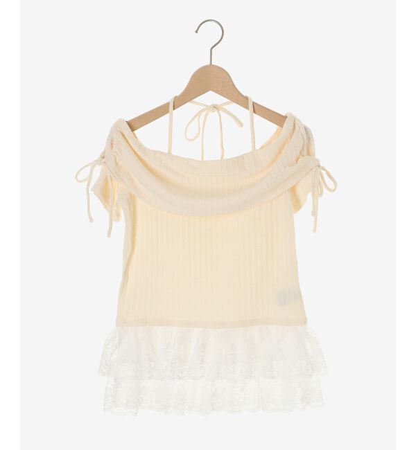  「裾レースオフショルトップス」|Tシャツ・カットソー|