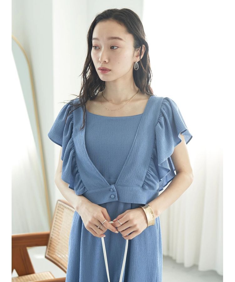 earth music&ecology「SET2点　フリルショルダーツーピースワンピース」|ワンピース|