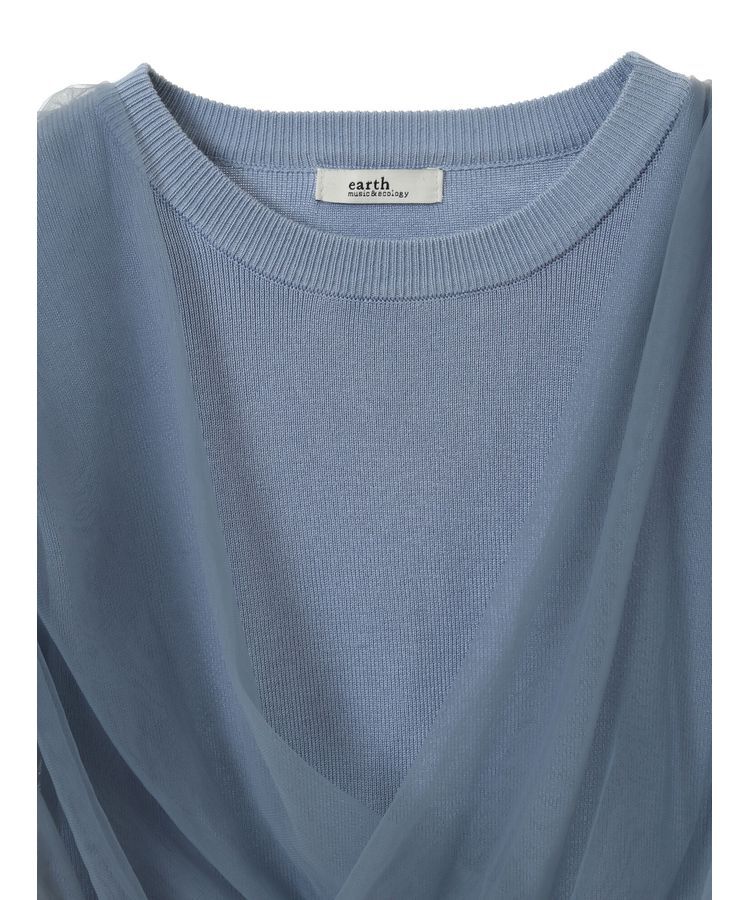 earth music&ecology「チュールドッキング半袖ニットプルオーバー」|ニット・セーター|