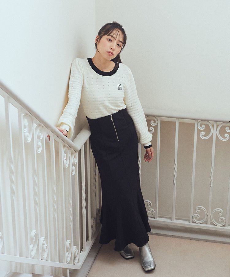 earth music&ecology「サイドリブバックレースアップスカート」|スカート|