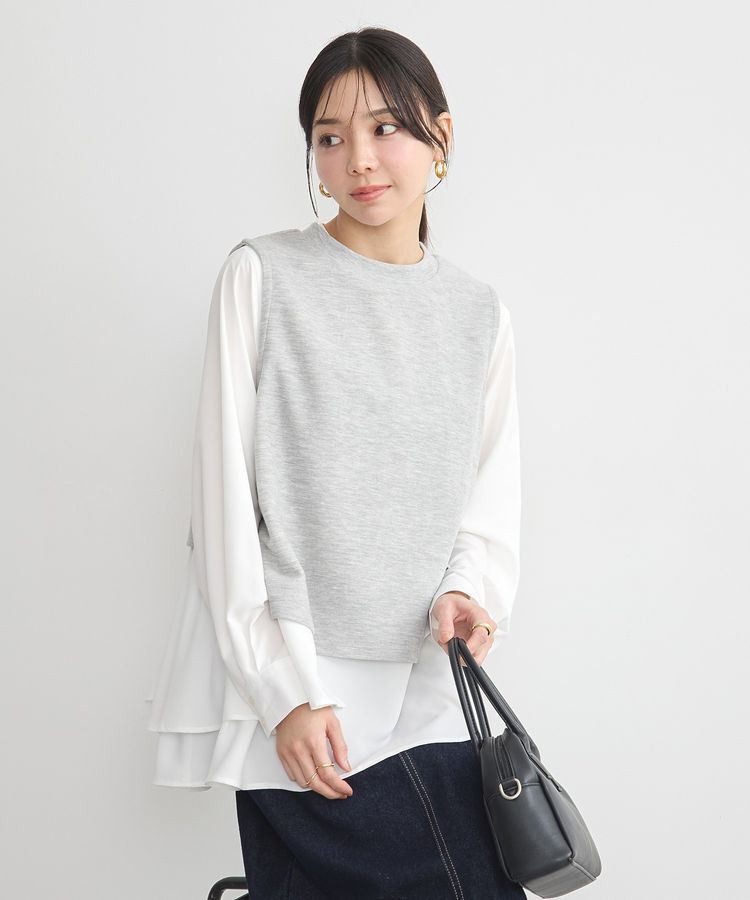 earth music&ecology「SET2点 ベスト+バックティアードブラウス」|シャツ・ブラウス|