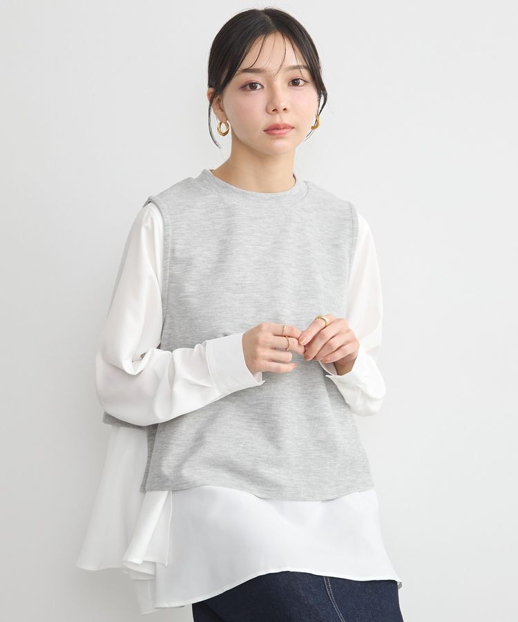 earth music&ecology「SET2点 ベスト+バックティアードブラウス」|シャツ・ブラウス|Gray Mixture
