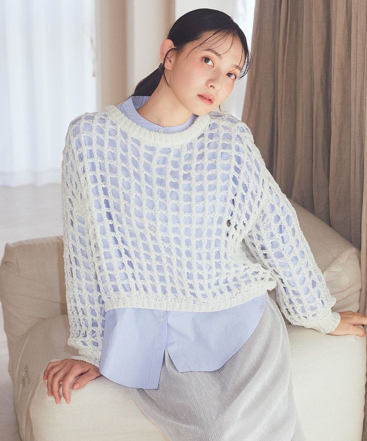 earth music&ecology「SET2点透かしニットビスチェ＋シャツ」|シャツ・ブラウス|