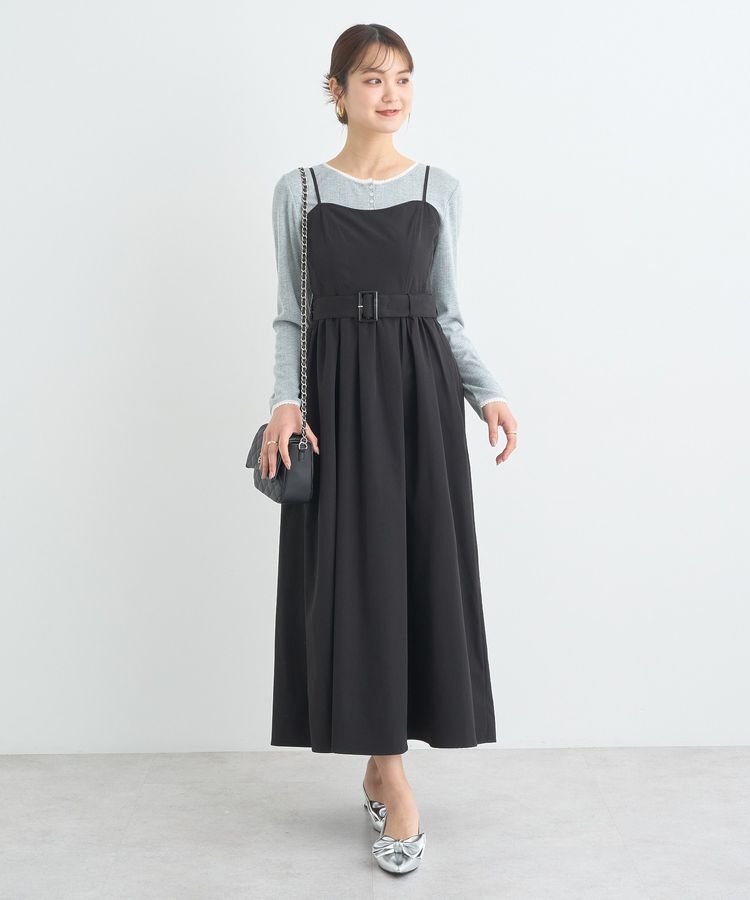 earth music&ecology「ベルト付きキャミワンピース」|ワンピース|Black