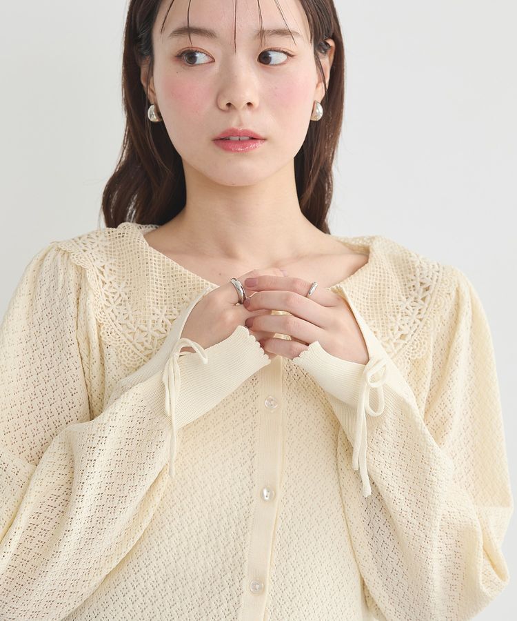 earth music&ecology「レース襟カーディガン」|カーディガン|
