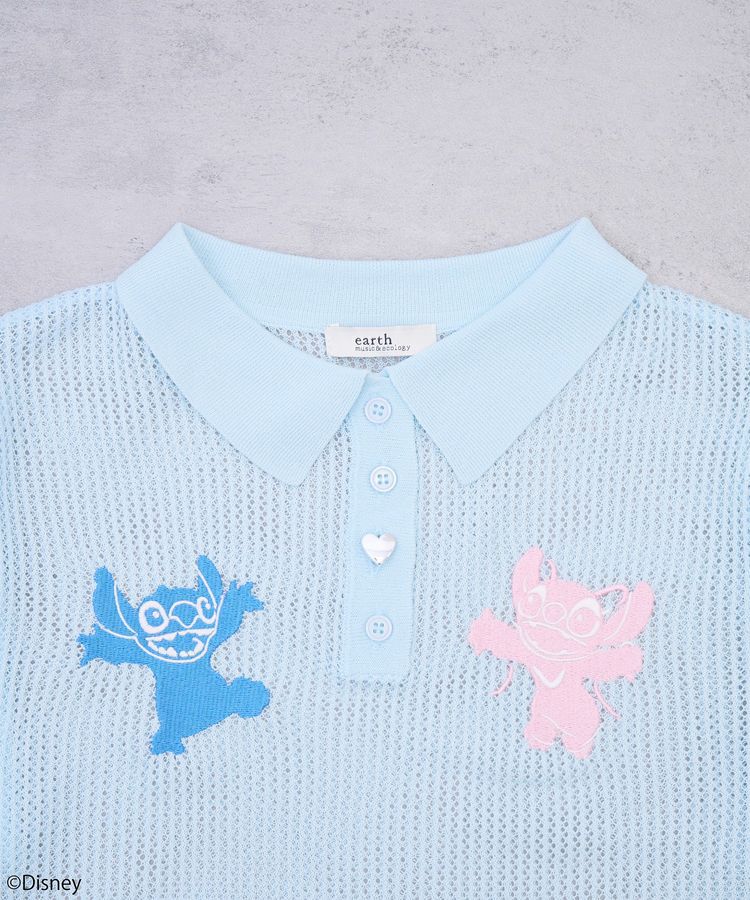 earth music&ecology「スティッチ/刺繍ハートボタンニットポロシャツ」|ニット・セーター|