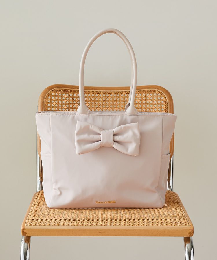 Maison de FLEUR「フロントリボンキャリーオンバッグ」|トートバッグ|グレイッシュピンク