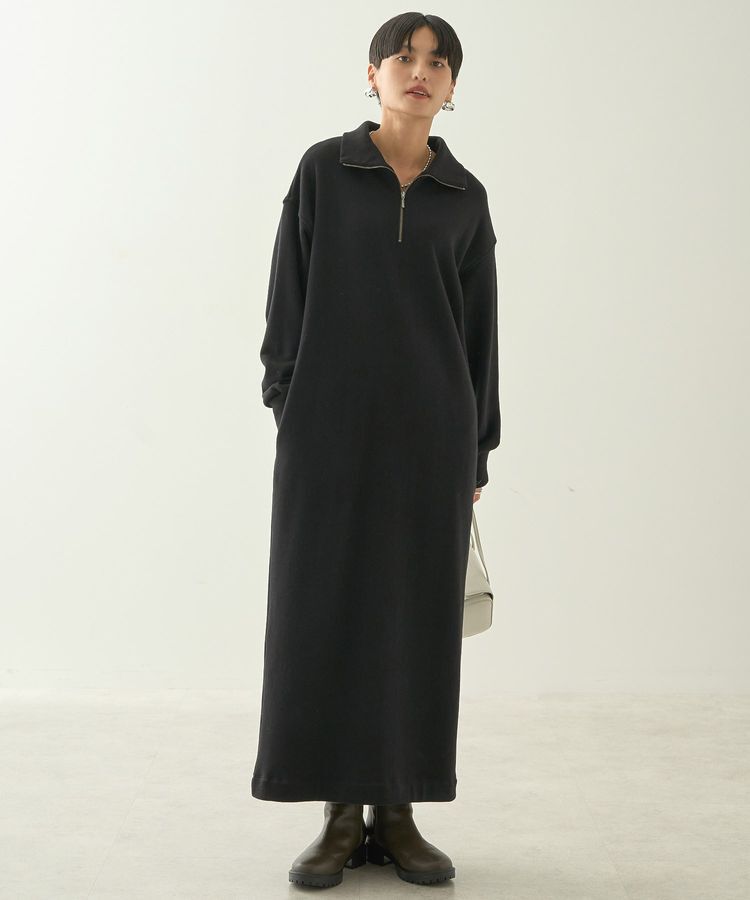 AMERICAN HOLIC「ハーフZIP裏毛ワンピース」|ワンピース|Black
