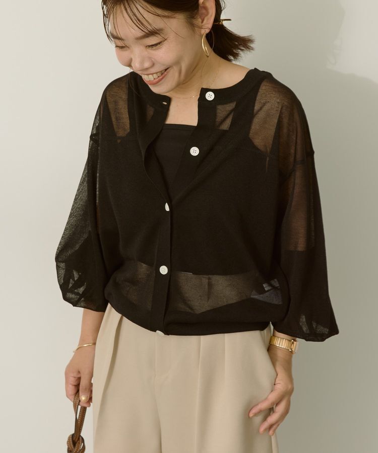 AMERICAN HOLIC「【WEB限定】接触冷感2WAYシアーニットカーディガン」|カーディガン|Black