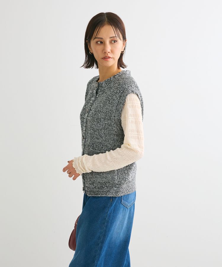 Green Parks「シルバーボタンクルーネックベスト」|ベスト・ジレ|