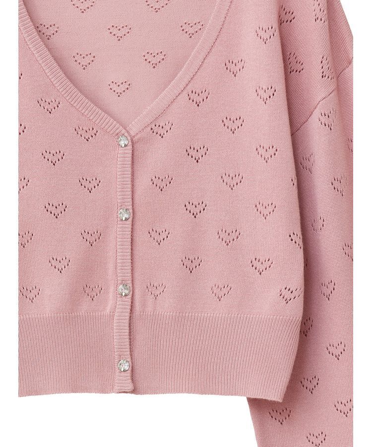 Green Parks「・swing　by　ハート柄スカシニットカーディガン」|カーディガン|