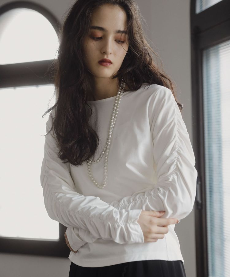 Green Parks「■ESCAR シャーリングギャザープルオーバー」|Tシャツ・カットソー|Off White