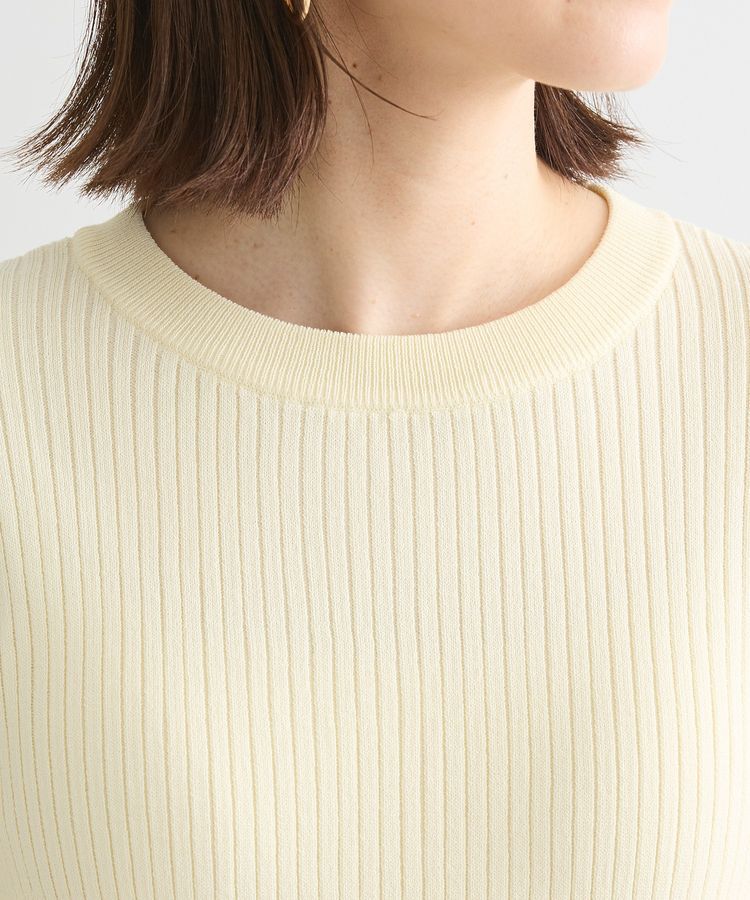 Green Parks「BEST PRICE 袖口カラーリブ7分袖ニットプルオーバー」|ニット・セーター|