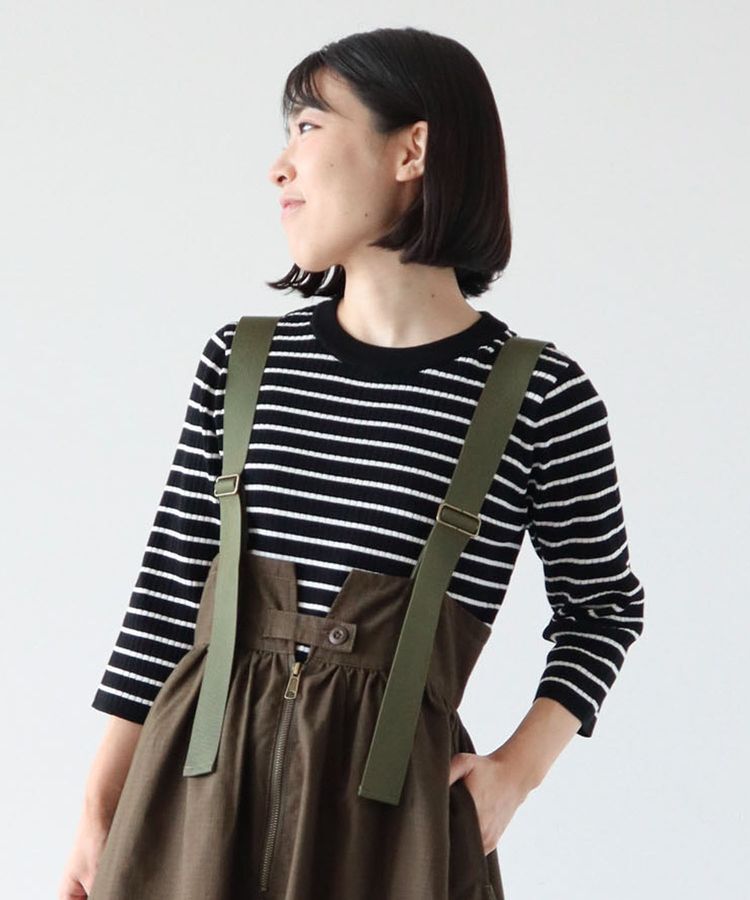 Green Parks「BEST PRICE 袖口カラーリブ7分袖ニットプルオーバー」|ニット・セーター|Border